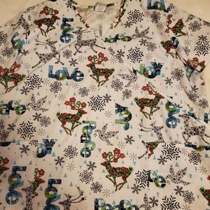 Christmas scrub top